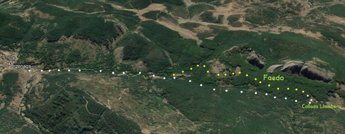 Mapa de la ruta Faedo de Orzonaga